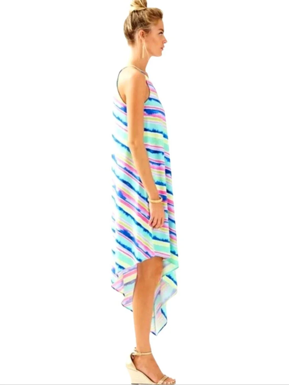 Lilly Pulitzer Magnolia Asymmetrical Dress Ceviche Stripe Size XS